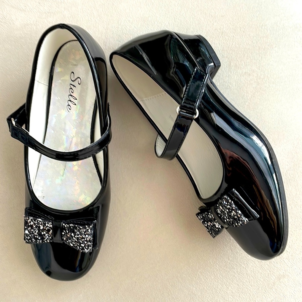 Girl dress shoes Stelle 1 black bow glitter